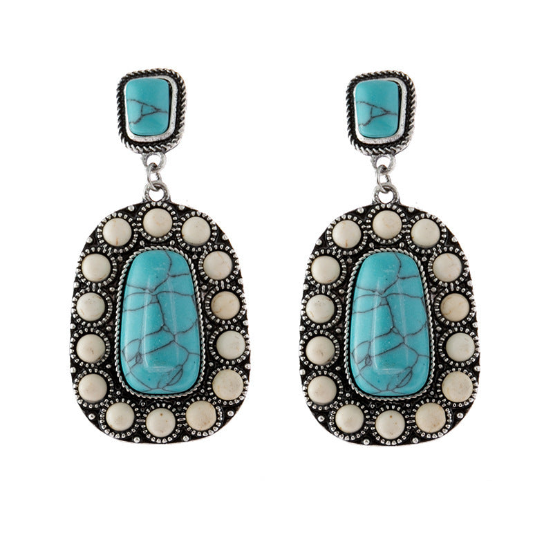 Turquoise Statement Cross Earrings