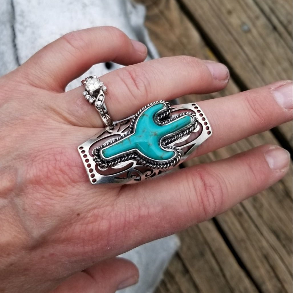 Turquoise Cactus Cross Ring - product image 5