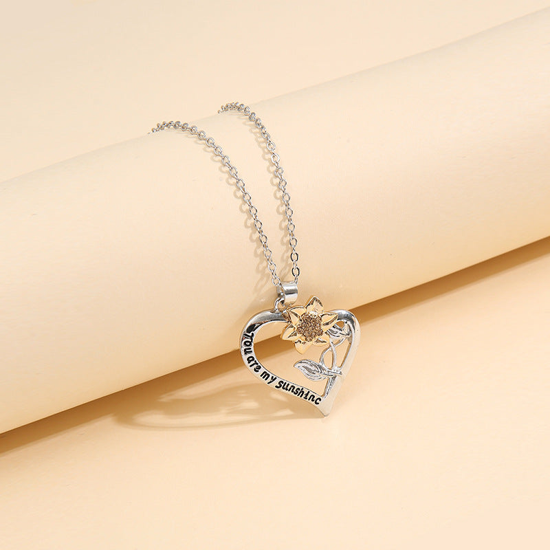 Floral Heart Cross Necklace for Women