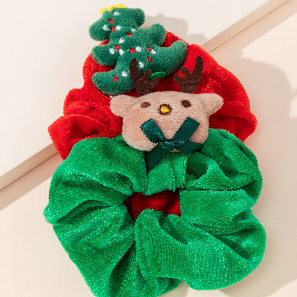 Christmas Velvet Scrunchies - Santa Claus and Deer Hair Ties - Korean Bun - product image 4