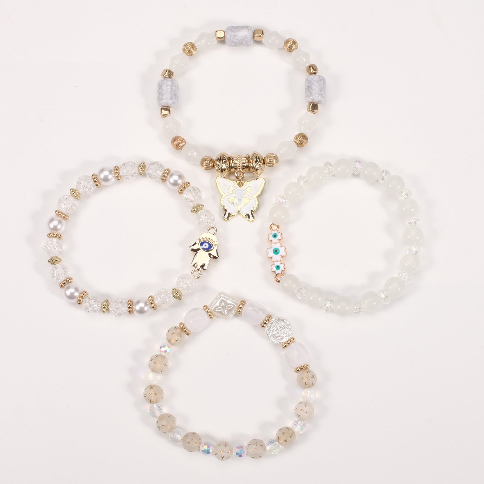 Boho Floral Cross Butterfly Beaded Bracelet
