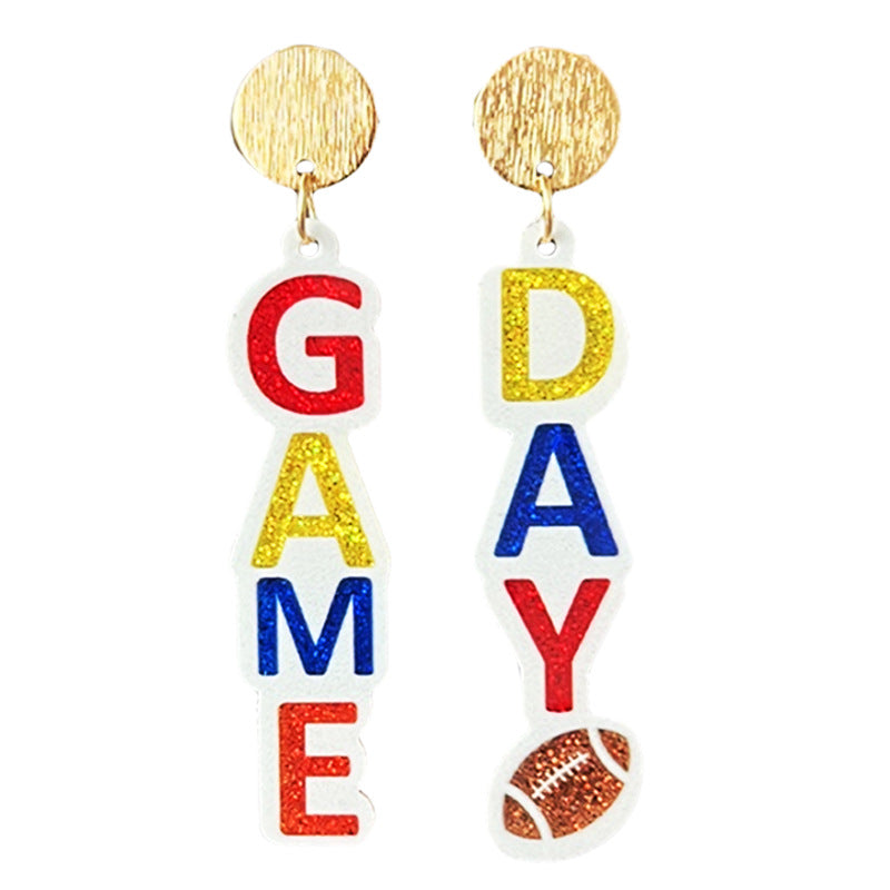 Supply: Football Game Day Shiny Atmosphere Colorful Earrings with Bow - product image 3