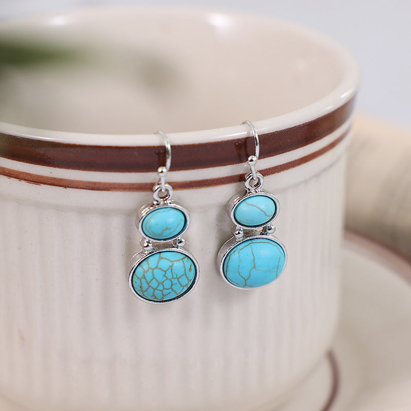 Turquoise Boho Vintage Cross Earrings - product image 3
