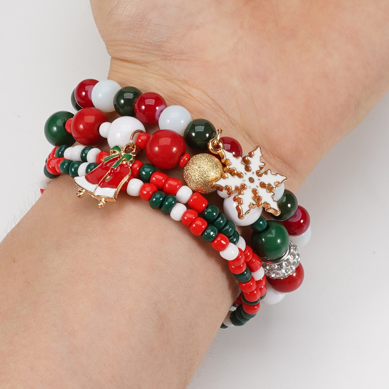 Christmas Bracelet Elastic Cord Bracelet Snowman - Snowflake - Christmas Tree