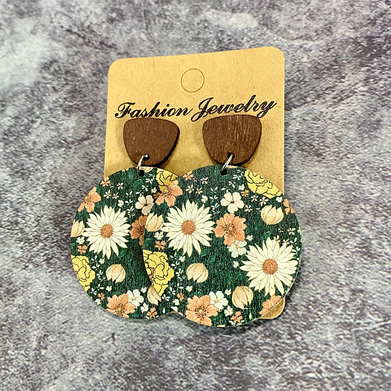 Western Boho Floral Cross Wood Earrings - product image 8