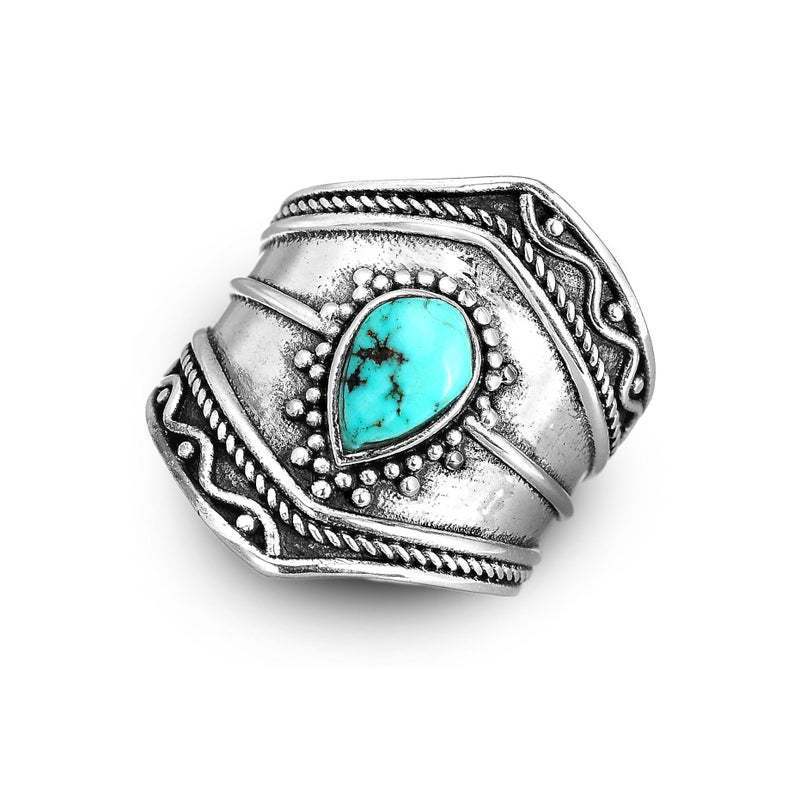 Turquoise Boho Vintage Statement Cross Ring - product image 2