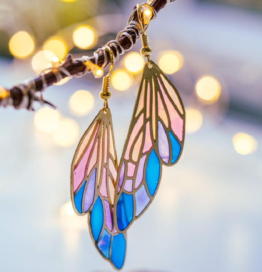 Feather Cross Butterfly Earrings - product image 2
