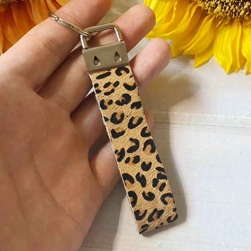 Vintage Horse Cross Leather Keychain