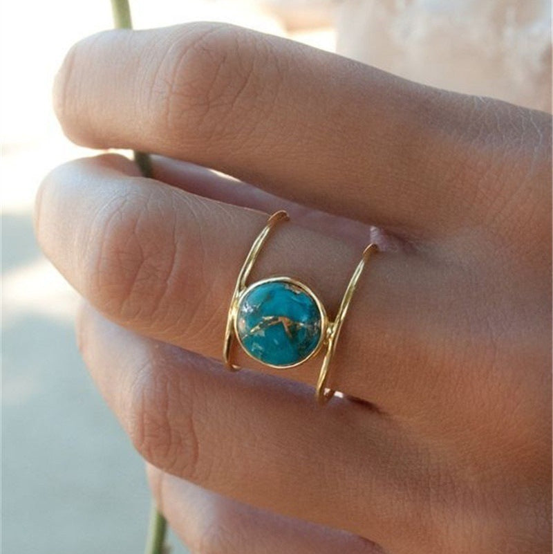 Turquoise Vintage Resin Ring for Women