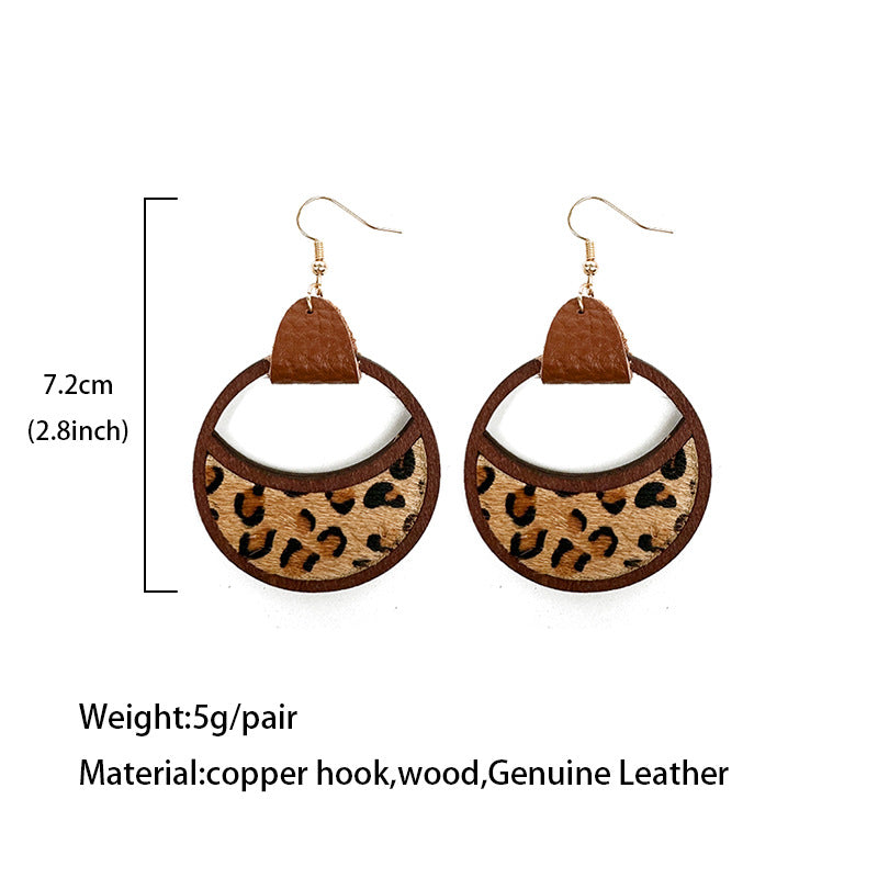Western Statement Geometric Cross Leather Earrings - product image 4