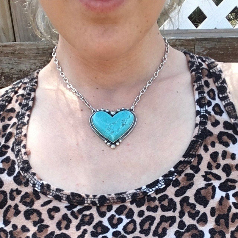 Western Turquoise Statement Heart Necklace - product image 1