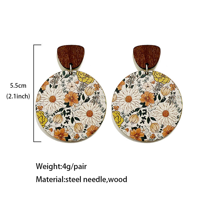 Western Boho Floral Cross Wood Earrings - product image 4
