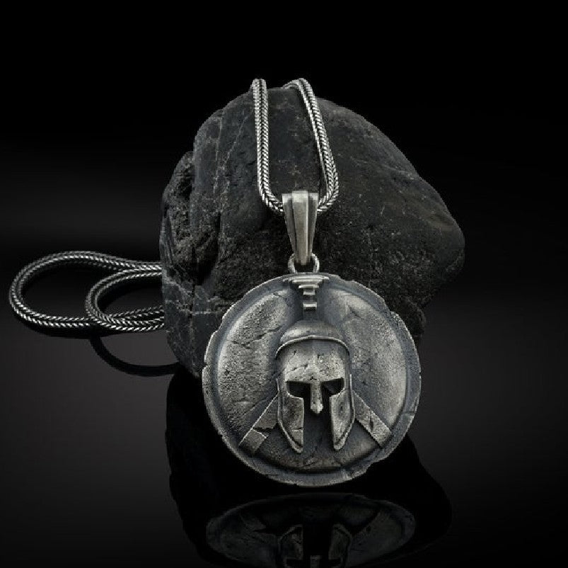 Spartan Shield Pendant Greek Warrior Helmet Necklace Spartan Warrior Pendant， - product image 1
