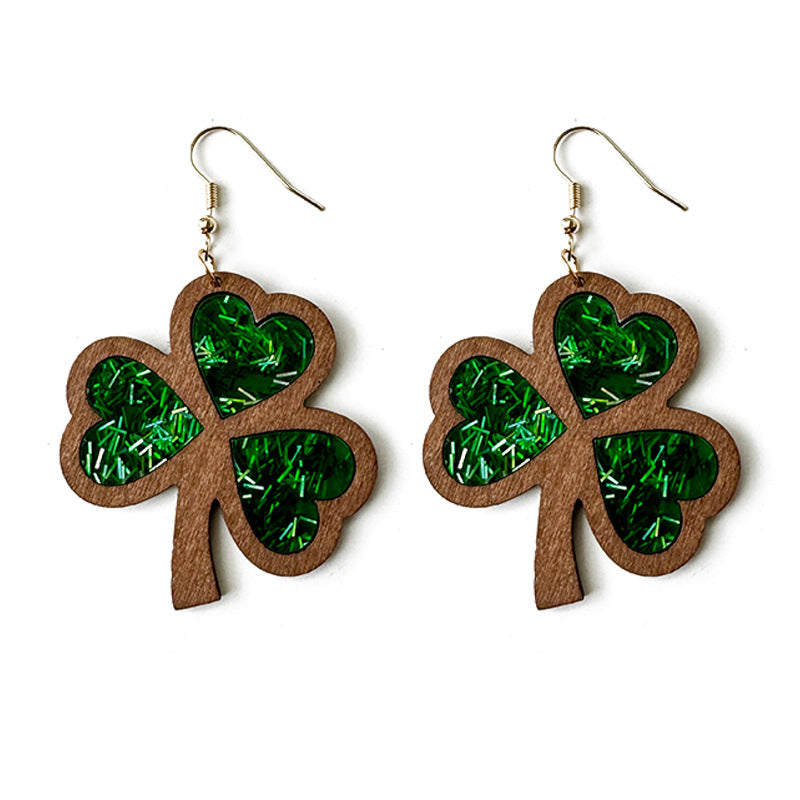 Cross Wood Acrylic Earrings