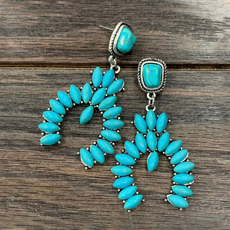 Turquoise Boho Vintage Cross Earrings