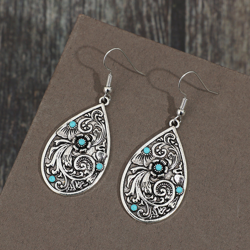 Turquoise Vintage Floral Cross Earrings - product image 3