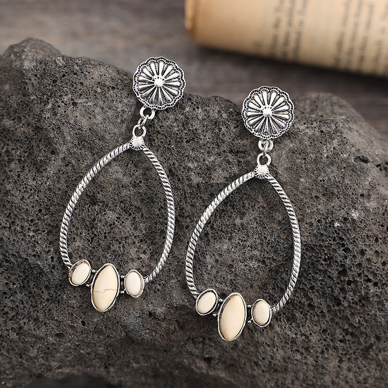 Turquoise Statement Floral Earrings - product image 6