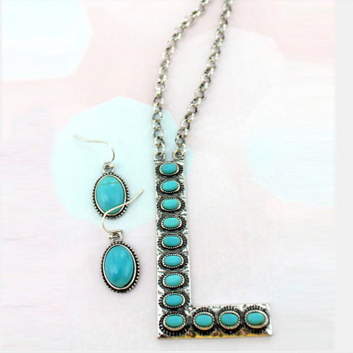 Turquoise Boho Vintage Cross Jewelry Set
