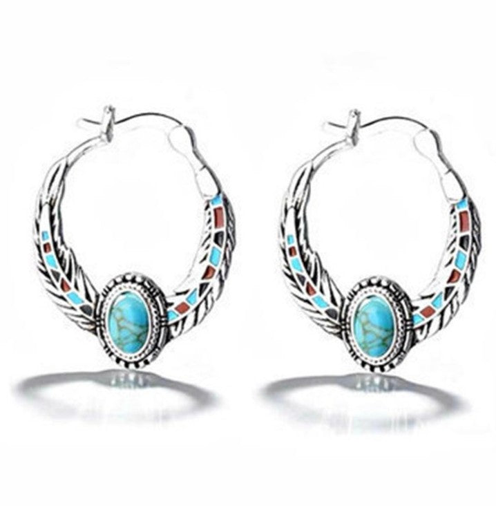 Turquoise Feather Earrings
