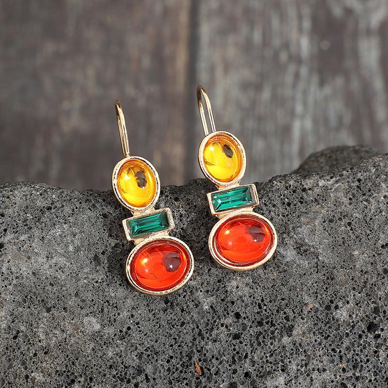 Unique Gold-rimmed Gemstone Earrings for Women Simple Alloy Earrings - product image 9