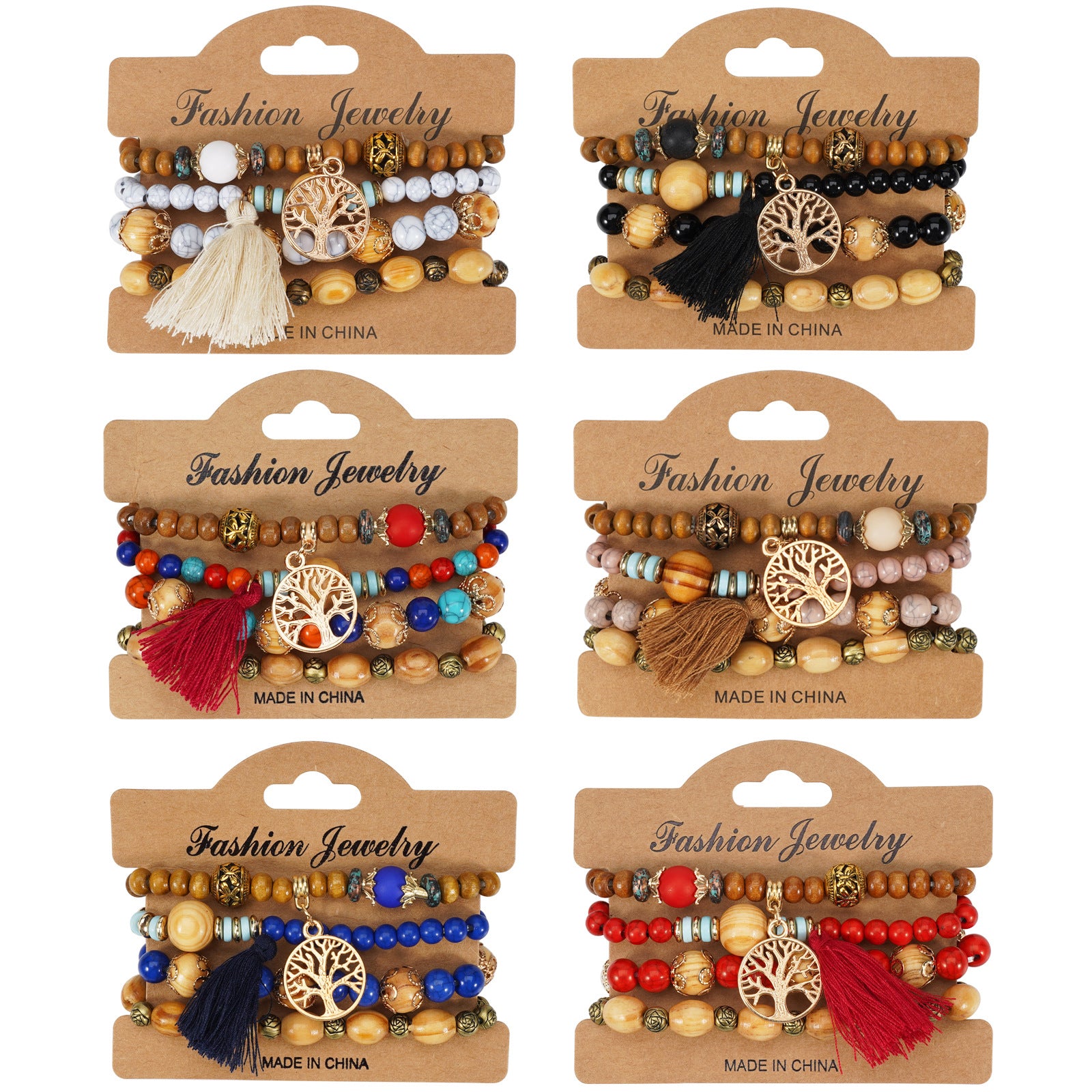 Floral Wood Beaded Bracelet - product image 1