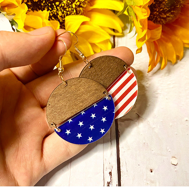 Cross Flag Wood Acrylic Earrings - product image 2