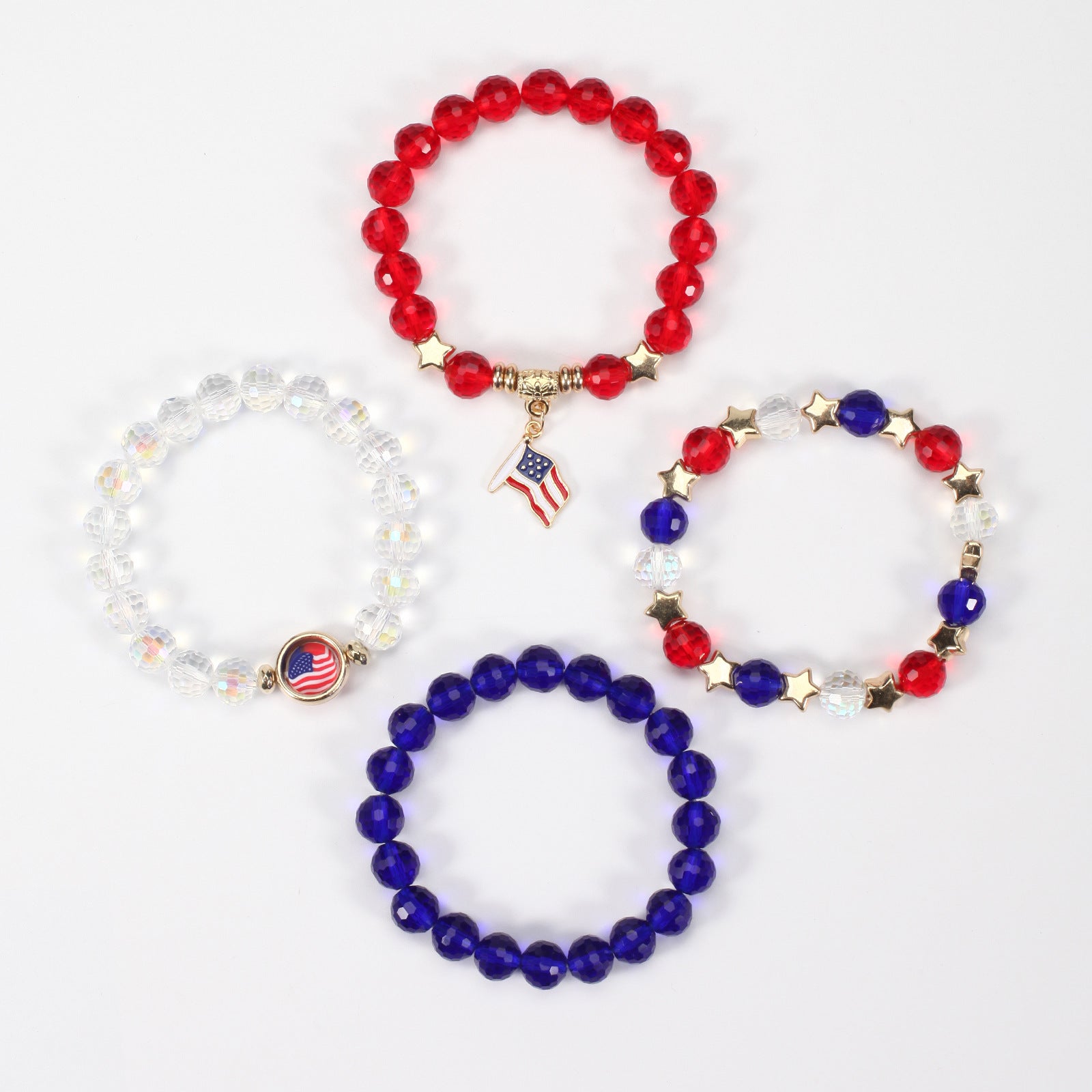Flag Beaded Crystal Bracelet
