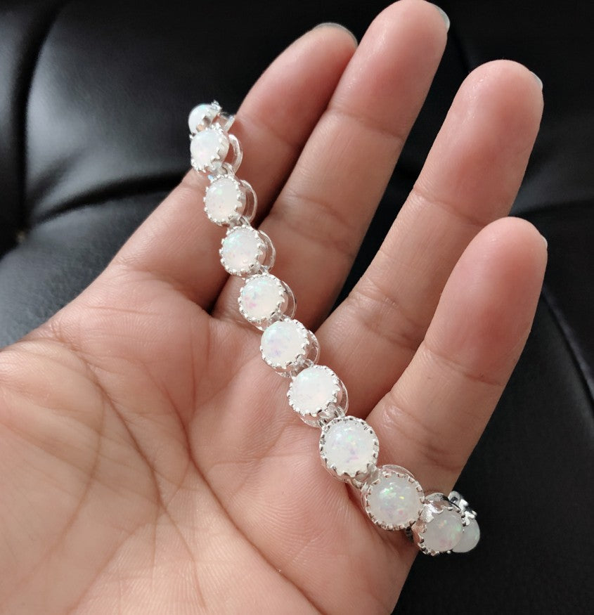 2018new Roman Opal Bracelet Women's Opal Inlaid Silver Bracelet for Women