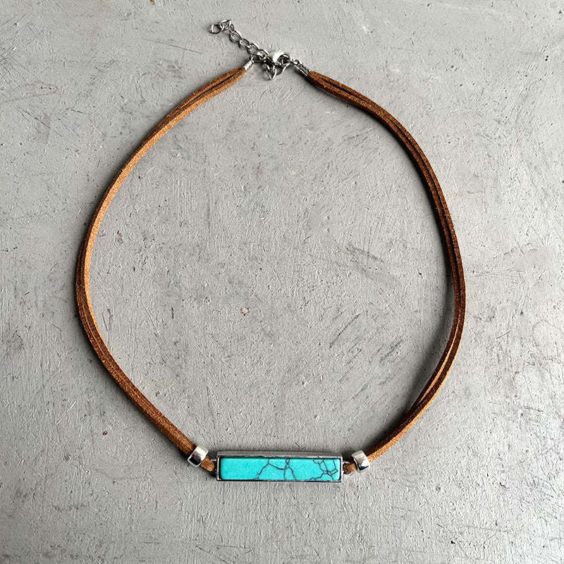 Western Turquoise Vintage Geometric Cross Necklace first product view for gift comparison