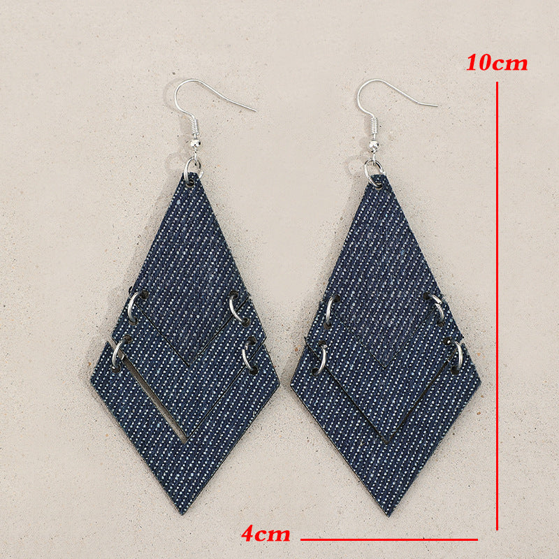 Geometric Cross Leather Earrings for Women - product image 10