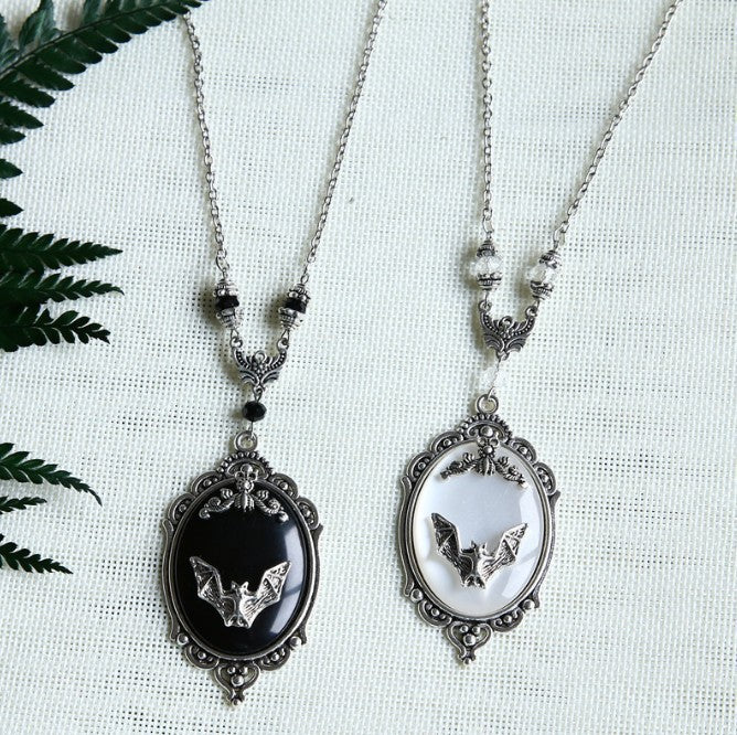 Halloween Necklace Unique Animal Bat Black Gemstone Necklace - Earrings - - product image 18