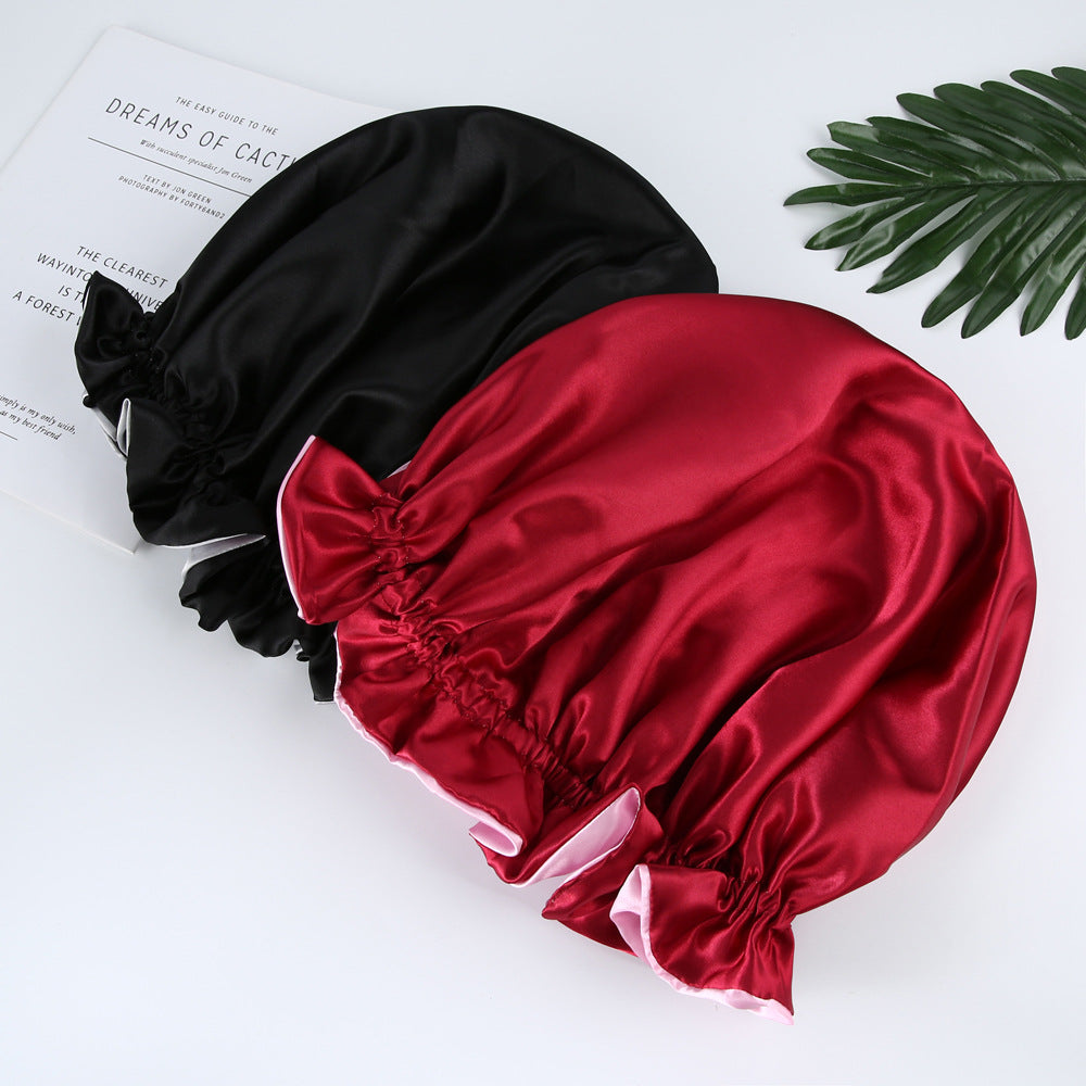 Style Solid Color Satin Hat with Satin Lining - Double-layered Head Cover - - product image 2