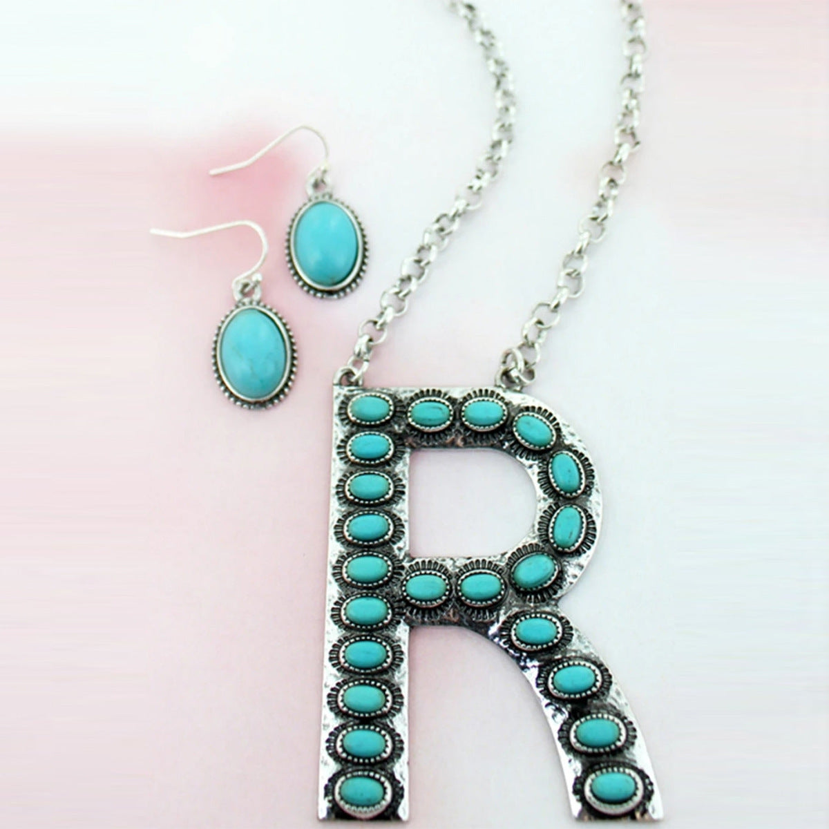 Turquoise Boho Vintage Cross Jewelry Set