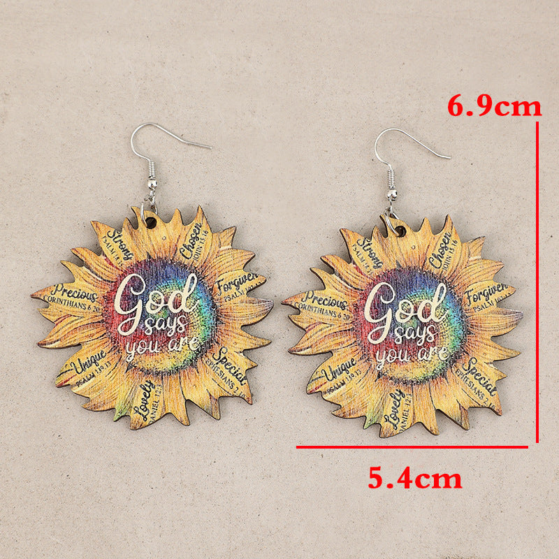 Floral Cross Wood Earrings - product image 10