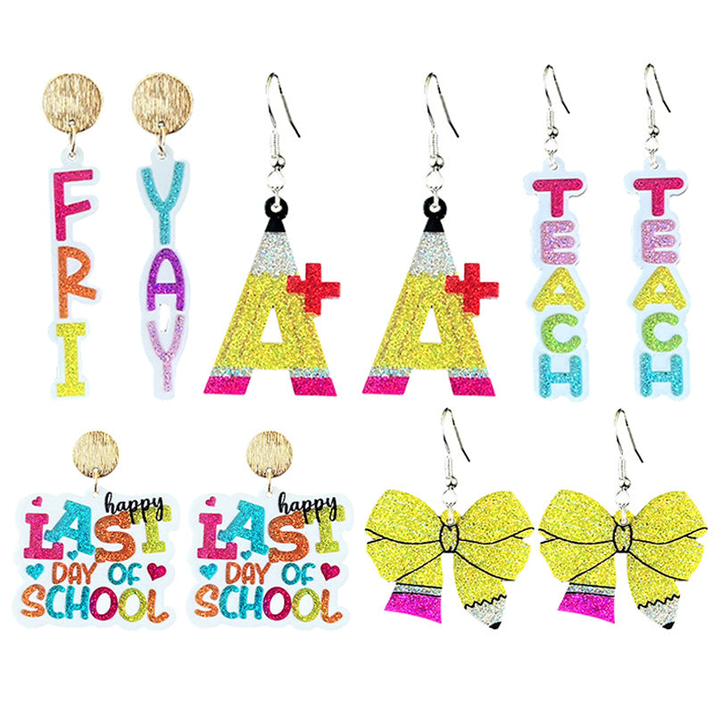 Supply Teacher Thanksgiving Earrings Sparkling and Shining for the