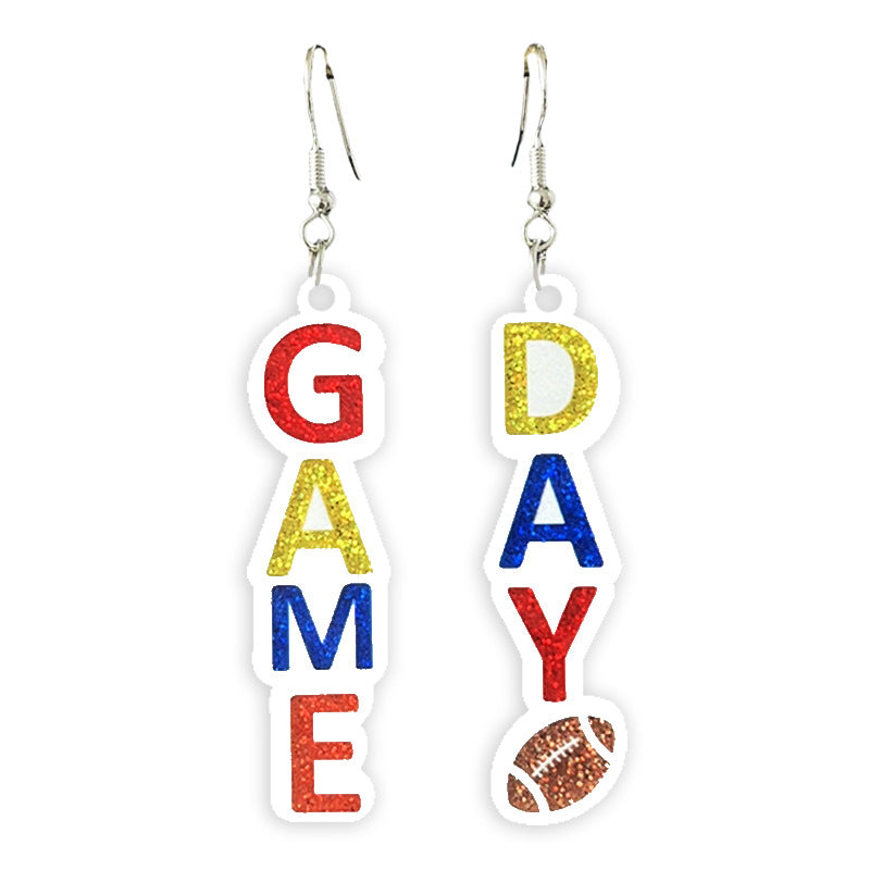 Supply: Football Game Day Shiny Atmosphere Colorful Earrings with Bow - product image 8