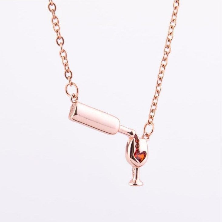 Heart Wine Glass Necklace for Women