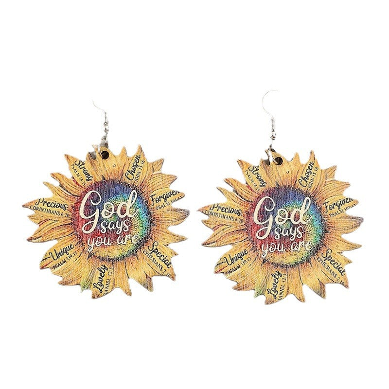 Floral Cross Wood Earrings - product image 5