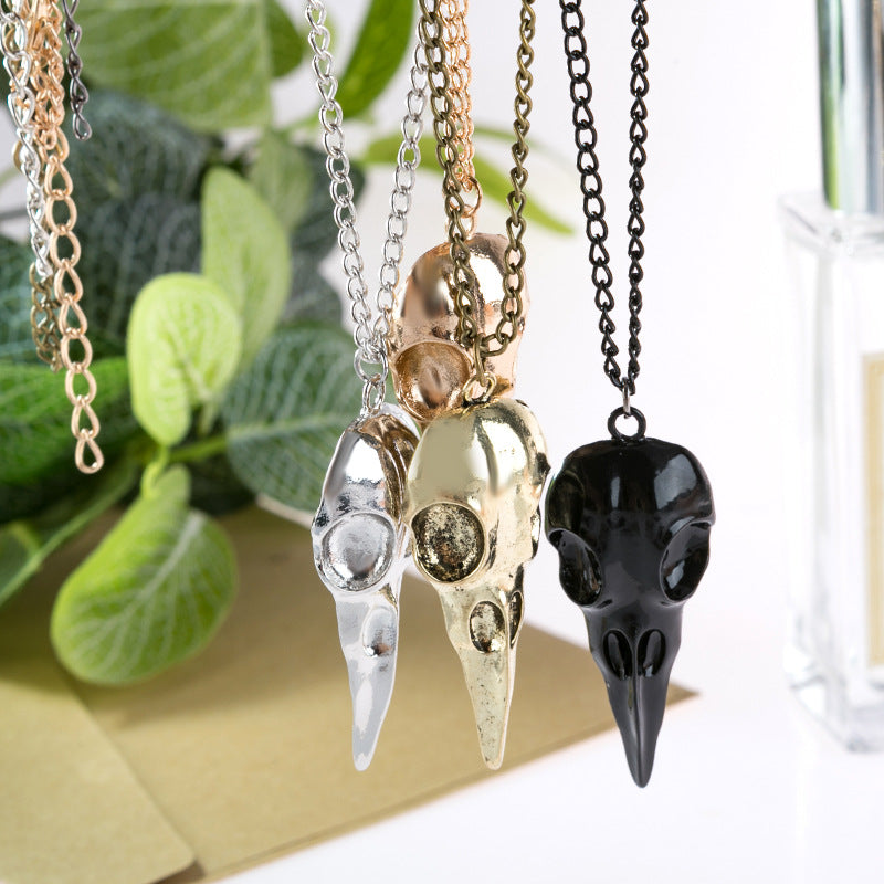 Punk Metal Crow Skull Pendant Necklace Halloween - product image 4