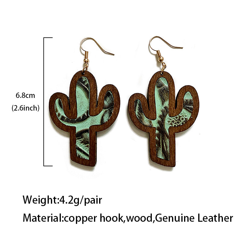 Western Vintage Cactus Leather Earrings - product image 10