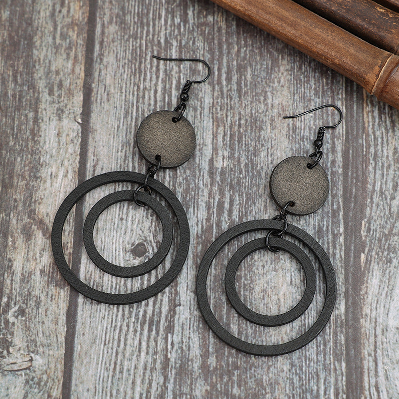 Vintage Cross Wood Earrings