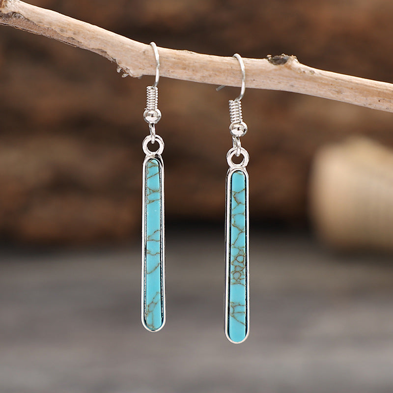 Western Turquoise Vintage Geometric Cross Earrings - product image 1