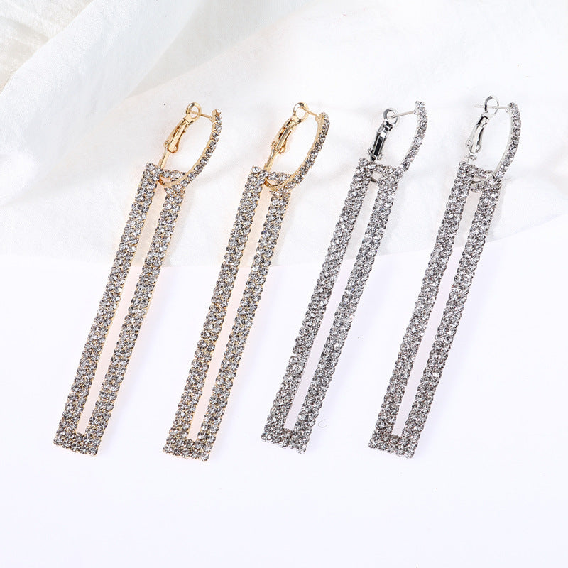 Statement Geometric Cross Crystal Earrings - product image 5