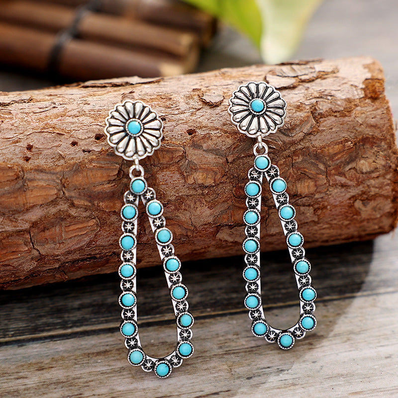 Turquoise Boho Vintage Cross Earrings - product image 6