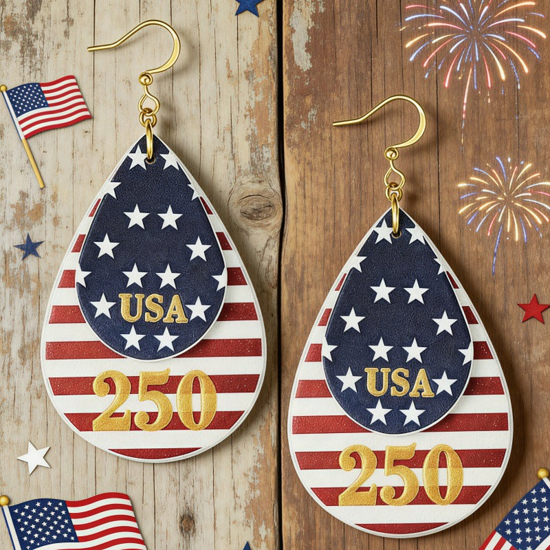 Cross Flag Leather Earrings