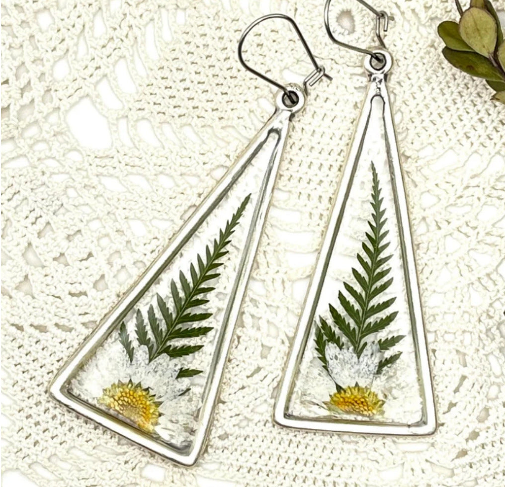 Vintage Geometric Floral Cross Resin Earrings - product image 6
