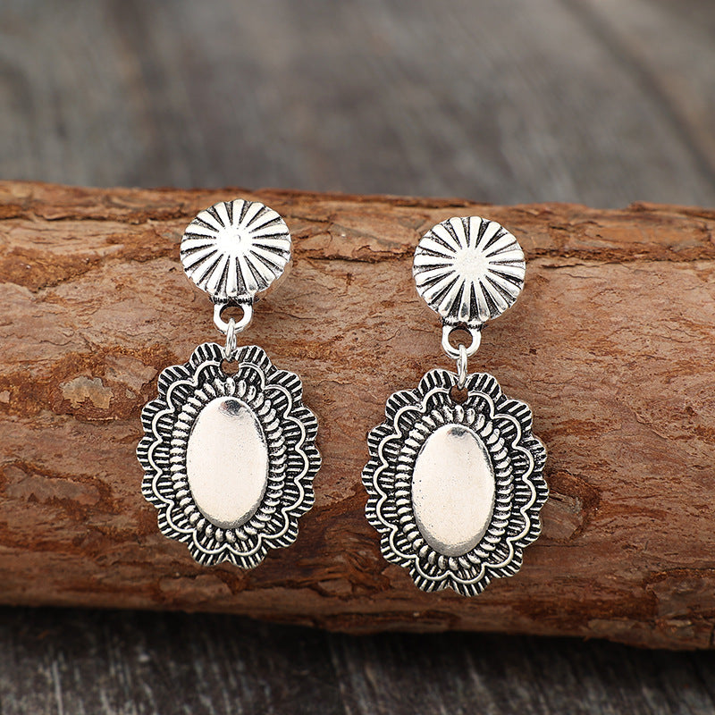 Boho Vintage Geometric Floral Cross Earrings - product image 2