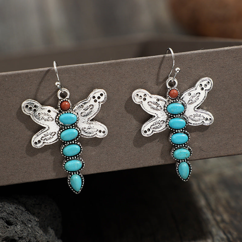 Turquoise Boho Vintage Cross Earrings - product image 2
