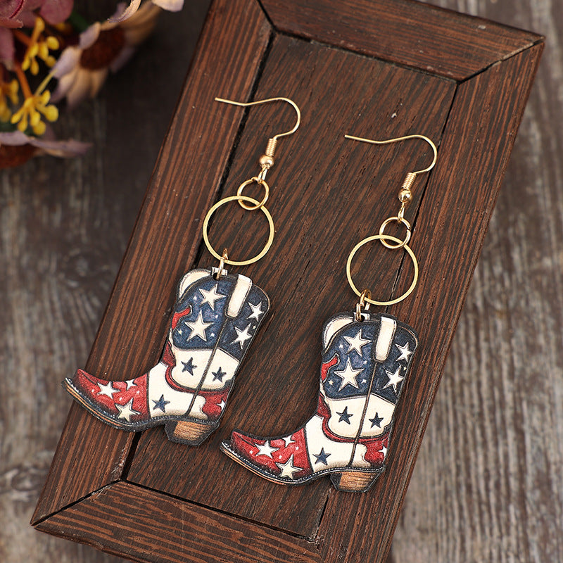 Western Vintage Cross Wood Earrings - product image 3