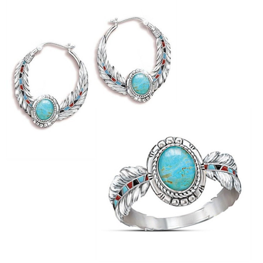 Turquoise Feather Jewelry Set - product image 3
